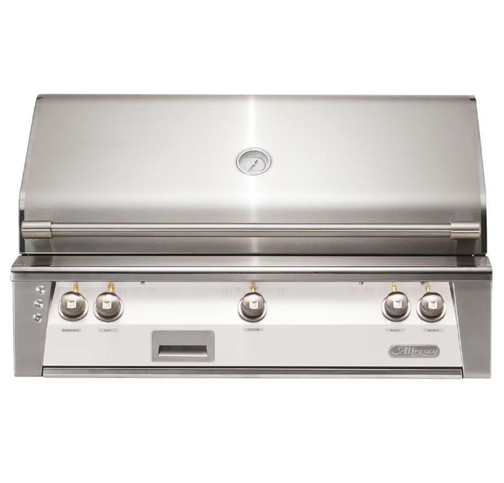 Alfresco ALXE 42-Inch Built-In Natural Gas Grill With Sear Zone And Rotisserie in Signal White Gloss - ALXE-42SZ-NG-S9003